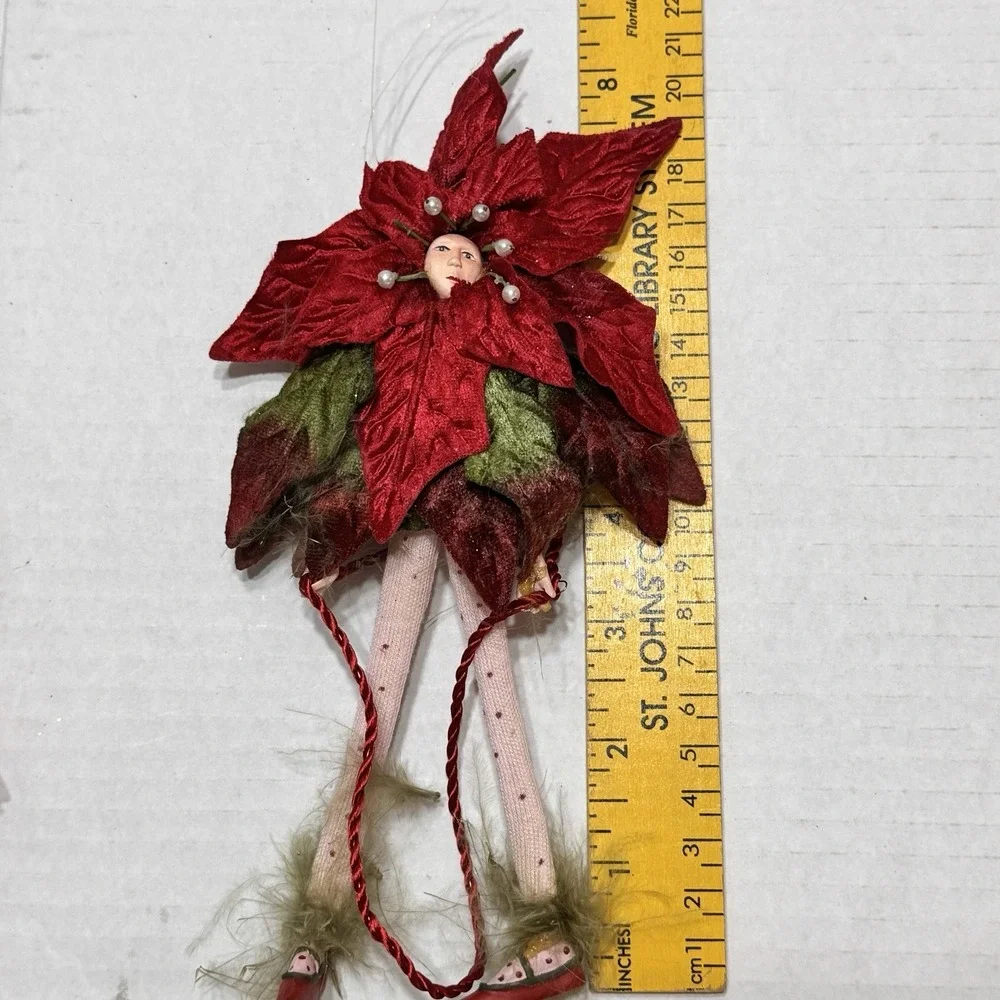 Red Dept 56 Patience Brewster Red Elf Poinsettia Christmas fairy doll Krinckles